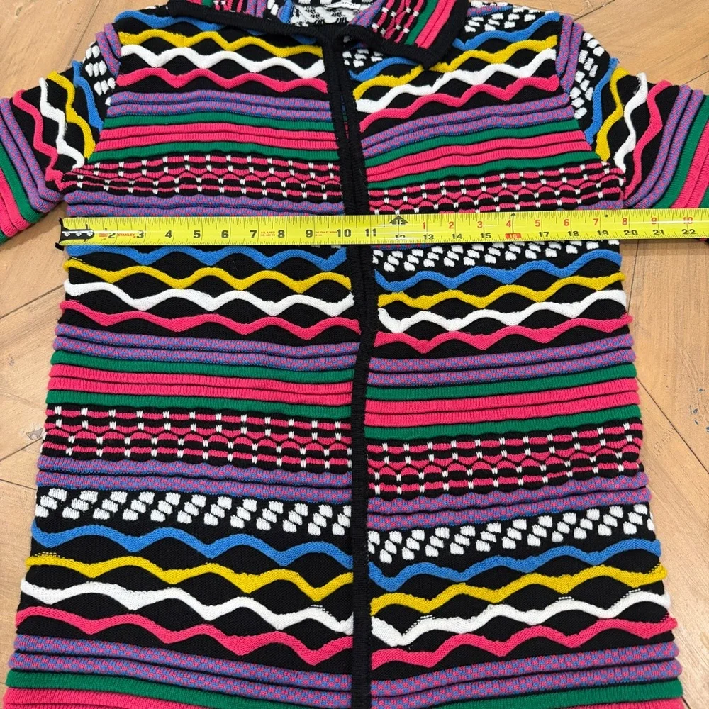 Sioni Coogi Style Textured 3D Colorful Striped Long Cardigan - Picture 5 of 8